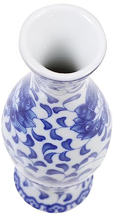 UKCOCO Vase Céramique Bleu Et Blanc Style Chinois Peint Main Récipient à Fleurs Décoratif