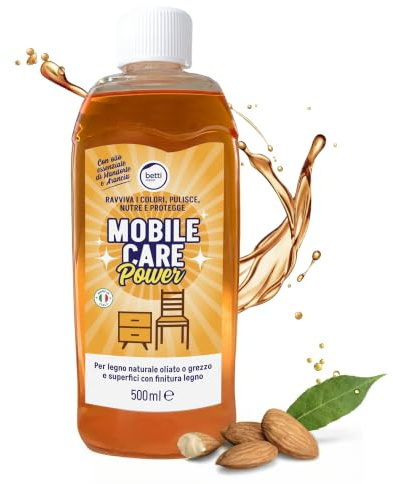 Betti Clean Mobile Care Power Olio 3in1 per Legno e Mobili 500 ml | Detergente, Nutriente e Protettivo per Parquet, Tavoli, Cucine e Infissi, Legno Oliato o Verniciato, Made in Italy