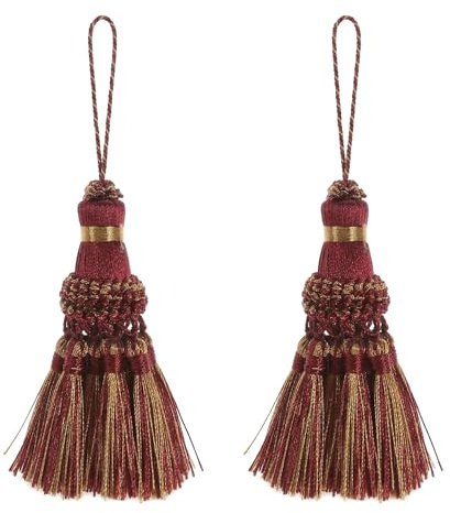 Amosfun Tassel Pendants 20cm, Red Polyester 2PCS - Crafts Home Decor | Suitable for bookmarks, curtains, jewellery making and keychain accessories