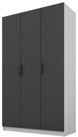 PAWS MEBLE Cynthia Kleiderschrank 120 cm – Moderner 2-Türiger Schrank in Holzoptik mit Kleiderstange & Regalfächern – ohne Spiegel