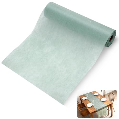 Hejo Vlies Tischläufer Grün 30cm x 25m – Tischdeko für Hochzeit & Party | Eukalyptus Grün, Zuschneidbar, für Geburtstage, Weihnachten, Gartenpartys & Mehr – Festliche Tischdeko für Jeden Anlass
