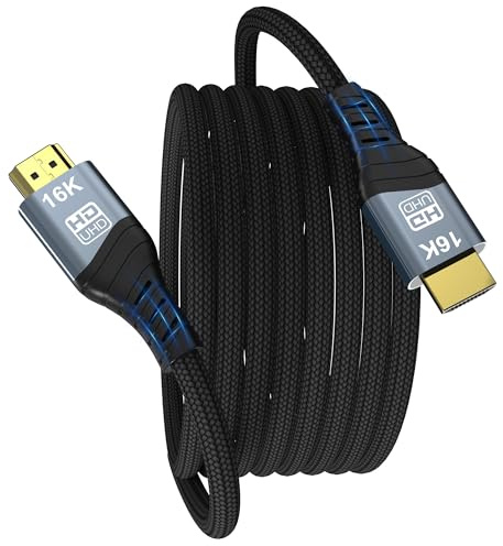 CHENLENIC 16K HDMI Cable, 96Gbps Ultra High Speed HDMI2.2 Cable 16K@30Hz 10K120Hz 8K@60Hz 4K@240Hz Cord, HDCP 2.3 & HDR10 eARC for Compatible with PS5/Xbox/Roku TV/Gaming PC/Blu-ra (HDMI2.2 16K 5M)