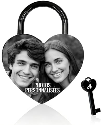 Cadenas Personnalisé En Forme De CœUr Avec Photo Texte Cadenas D'Amour PersonnaliséS Cadeaux Pour Saint-Valentin Petit Ami Petite Amie éPouse (Cadrans Photo Personnalisés)