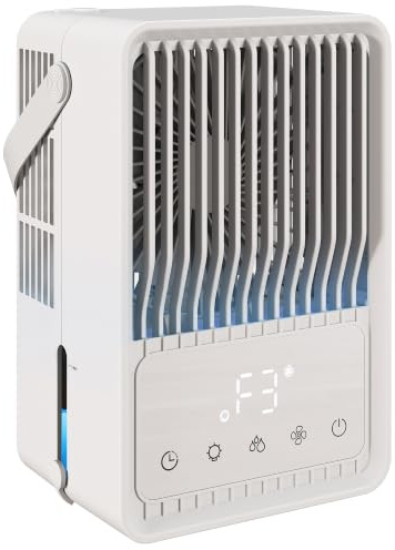 HOMCOM Portable Air Conditioner 4-in-1 Mini Air Cooler 550ml White | 3 Wind Speed, 2 Mist Mode, 7 Colour RGB Light, DC Motor, 8H Timer, Cooling Fan, Home, Office, Bedroom