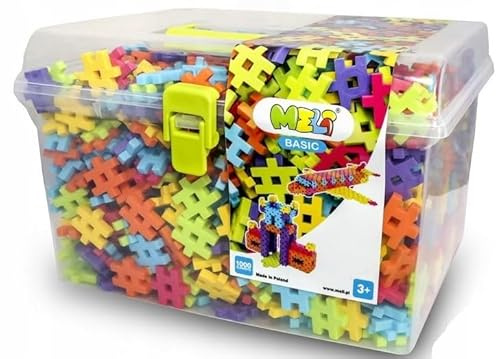 Meli Minis Basic Travel Box Bausteine Set – 1000 Teile in lebendigen Farben, für Kinder ab 3 Jahren, fördert Kreativität und Hand-Auge-Koordination, sicher und BPA-frei, 20 x 20 x 10 cm