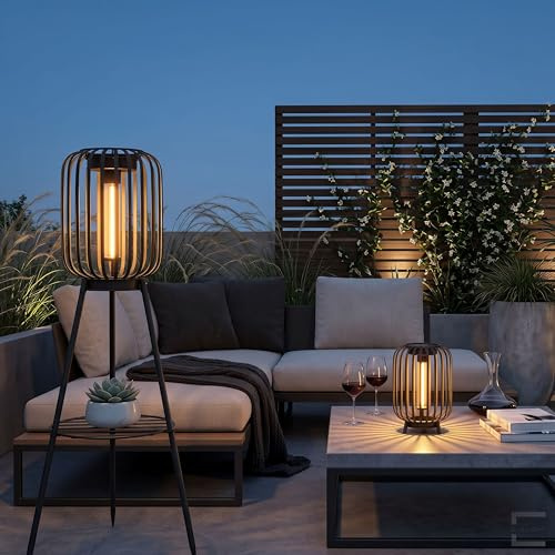 Northpoint ELBLIGHT LED Solar Stehleuchte 3in1 Gartenlampe Außenleuchte mit COB LED warmweiß Lichtsensor wetterfest IP44 Solarleuchte Terrasse Balkon Gartenbeleuchtung kabellos (Schwarz)