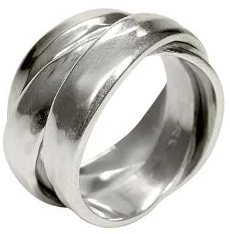 SILBERMOOS Ring Damenring Dreierring einfach gewickelt glänzend gehämmert Struktur Sterling Silber 925