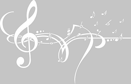 GRAZDesign Wandtattoo Musik Wohnzimmer Jugendzimmer Musikraum | Wandaufkleber Notenschlüßel - 47x30cm / 010 weiss