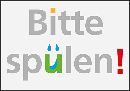 immi 4x Bitte spülen nicht vergessen. Aufkleber für Pissoir und öffentliches WC