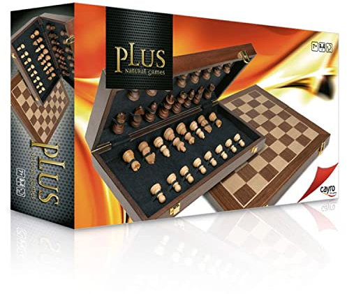 Cayro – Marquetry Plus Chess – klappbare Holzkiste mit Schachbrett – 41 x 41 cm – innen mit Filz ausgekleidet – Holzspäne