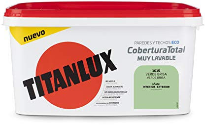 TITANLUX Cobertura Total pintura para paredes, Verde Brisa, 4 L