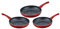 CENOCCO CC-2001 - Set de 3 poeles En pierre - Tous Feux et induction - 20/24/28 cm - Rouge