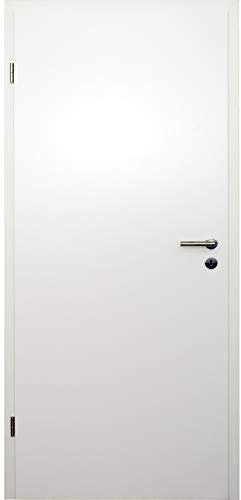 HORI® Zimmertür Komplettset mit Zarge und Türdrücker I Innentür CPL Weiß I Höhe 198,5 cm I Anschlag, Breite und Wandstärke wählbar I DIN links I 1985 x 860 x 100 mm