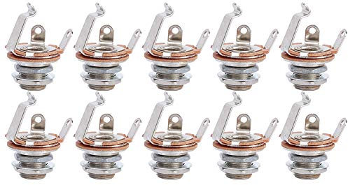 10Pcs Gitarren Klinkenbuchse, 6,35 mm Mono Jack Gitarreneingangsbuchse Mono-Eingangsbuchse für E-Gitarren Bässe
