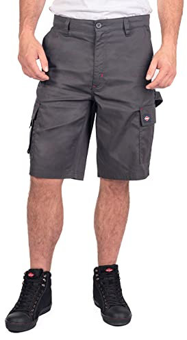 Lee Cooper Short cargo classique multi-poches pour homme, résistant et facile d'entretien, Gris, 32W