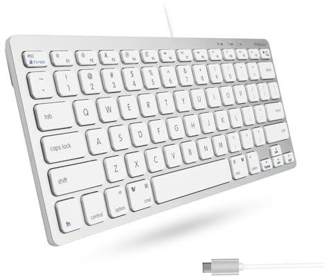 Macally UCSLIMKEYCA, compact USB-C Keyboard for Mac, US QWERTY Key Cap Layout