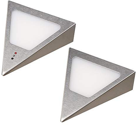 kalb | LED Unterbauleuchten Dreieck mit Sensor - Dimmer Einbaustrahler Einbauspot Edelstahl gebürstet, Auswahl:2er Set warmweiss