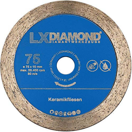 LXDIAMOND Diamant-Trennscheibe 75mm x 10mm Premium Diamantscheibe für Fliesen Keramik Feinsteinzeug passend für Akku Winkelschleifer 76mm