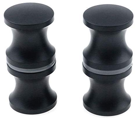 Semetall 2 Stück Badezimmertürgriffe, massiver Edelstahl, für Dusche und Glastüren, kleine Züge für Glastür (schwarz, 6,3 cm Höhe)