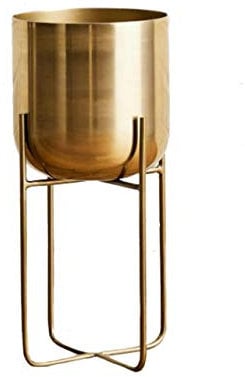 Serene Spaces Living Vaso alto dorato con supporto in metallo staccabile, vaso decorativo moderno per interni della metà del secolo, grande fioriera da pavimento per soggiorno, cucina, ufficio, 61 cm