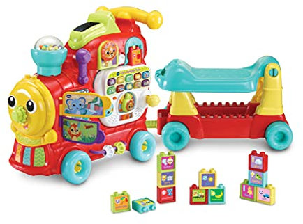 VTech 4-in-1 Alphabet-Zug, Baby-Walker mit Lichtern, Geräuschen und Liedern, Lernspielzeug lehrt Tiere, Farben, Zahlen und mehr, Vorschule Lernspielzeug für Kinder ab 1 Jahr (evtl. nicht in deutscher Sprache)