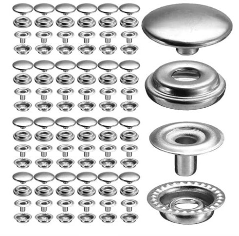 100-teiliges Edelstahl-Druckknopf-Set(25 Sätze), 15 mm-Druckknopf-Schnappkappe mit Zange und 3 Werkzeugen für Segeltuchtaschen-Leder-Bastelarbeiten