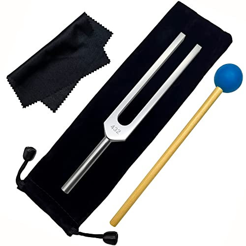 432Hz Stimmgabel - Stimmgabel für DNA-Reparaturheilung - Metall entspannend - Chakra stärken - Stressabbau - Halten Sie Körper - Geist und Geist perfekt mit Silikonhammer und Reinigungstuch