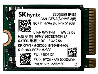 SKHynix BC711 512 GB NVMe PCIe M.2 2230 30 mm Solid State Drive - HFM512GD3GX013N BA - OEM-Verpackung