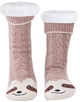WOTENCE Hausschuhe Socken Damen Wollsocken Wintersocken Soft Warm Niedlichen Tier Winter Anti-Rutsch Socken Damen Thermosocken (Trägheit)