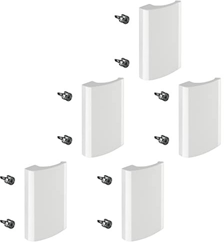 SOTECH 5 piezas pomos de aluminio para puerta de terraza, conexión por tornillo oculta (82 x 52,5 x 20 mm, BA 48 mm), color blanco