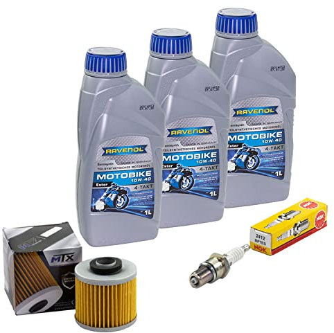 Wartungspaket Öl 3L + Ölfilter + Zündkerze für Yamaha XT 500 XT500 1U6 Baujahr 1976-1989