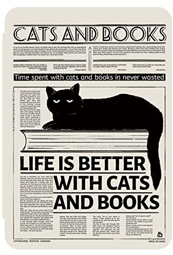 NagpintS Custodia Intelligente per Kindle 7a Generazione Wp63Gw 2014 in Pelle PU con Spegnimento Automatico e Riattivazione - Gatto e Libro