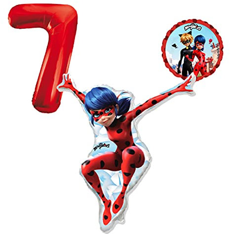 Ballonset Ladybug Ballonset Ballon mit roter Zahl 7 Kindergeburtstag Heliumgeeignet Deko Kindergeburtstag Partygeschirr Dekoration für Geburtstag Party Mottoparty Motto Luftballons