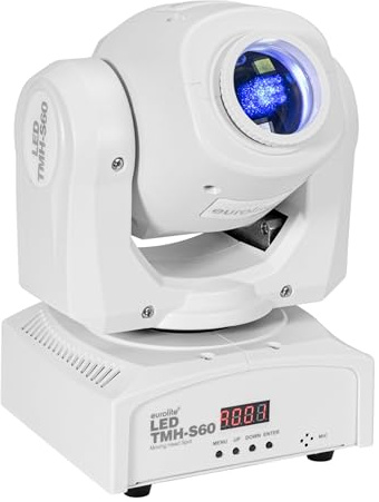 EUROLITE LED TMH-S60 Moving-Head Spot ws | Kompakter Moving-Head-Spot mit 60-W-LED, Gobos, Farbrad und weißem Gehäuse