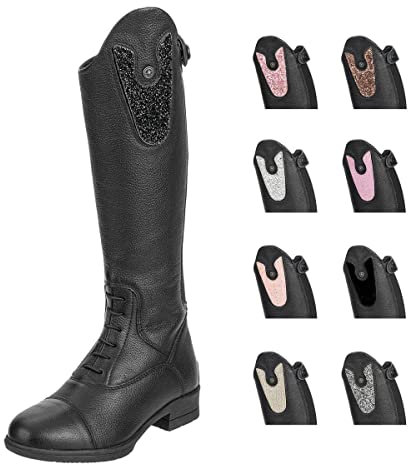 SUEDWIND FOOTWEAR Stivali da equitazione per bambini NOVA KIDS FUN LEATHER, vera pelle, suola comoda, YKK, adattabili, traspiranti, intercambiabili, venduti separatamente, Nero , 37 EU