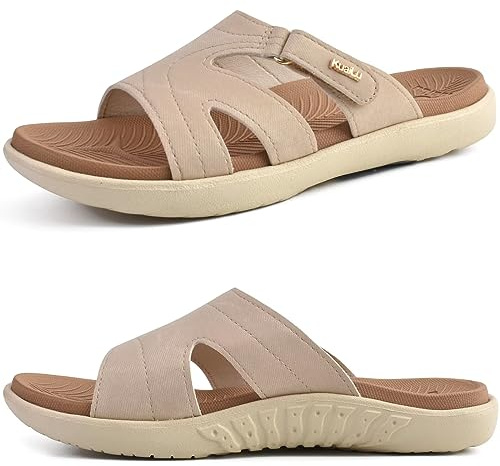 KuaiLu Claquette Femme Orthopédique Mode Legere Soutien Plantaire Sandales | Léger Reglables Confort Yoga Mules Sandals,Semelle Antidérapante Pour La Plage,Piscine,Douche,Voyage
