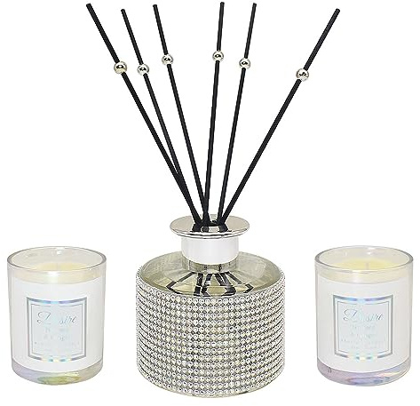 The Leonardo Collection Desire - Nutmeg and Ginger Diffuser and Candle Set | Coordinated Fragrance Pair, Warm Seasonal, Elegant Presentation, Home Ambience, Relaxing Atmosphere, Gift Ready