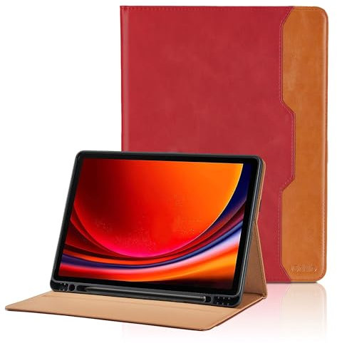 Custodia per Samsung Galaxy Tab S10 Plus / S10+ 2024 / S9 Plus / S9+ 12,4'' 2023 Pelle PU Flip Tablet Case, Funzione Supporto Pieghevole Cover Protettiva con Tasca, Auto Sveglia/Sonno - Rosso