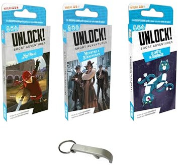 Lot 3 Unlock Short Adventures, Version française Red Mask + Meurtre à Birmingham + Le Chat De M. Schrödinger + 1 Décapsuleur Blumie (Meurtre + Chat + Mask)