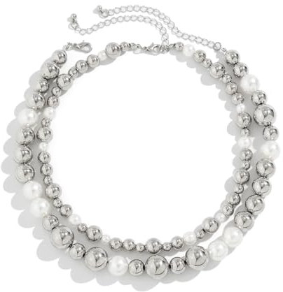 BSLVWG Punk Halskette Große Perlen Kette Choker Halskette Leichte Chunky Oval Kette Übertriebene Halskette Kugel Choker Erklärung Hip Hop Schmuck für Frauen und Mädchen (04)