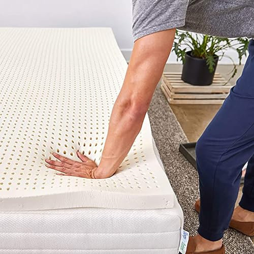 NAKEAH 100% natürlicher Latex -Matratzen -Top - mittelgroße Drucklindermatratze für Rückenschmerzen, Bio -Latex -Matratzenabdeckung,5cm,100x200cm