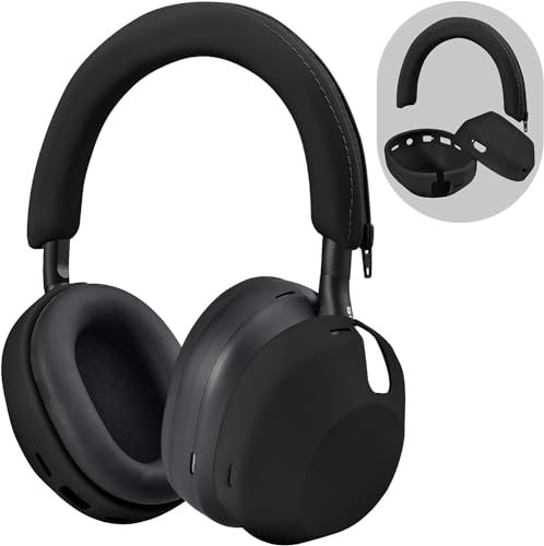 Silicone Case for Sony WH-1000XM5, QINGQING Sony xm5 Wireless Headphones Protective case Cover, Black