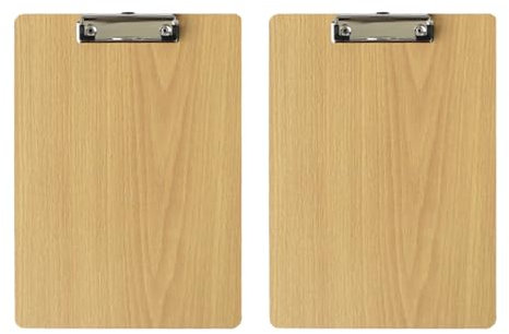 Spldsun 2 Pièces A4 Porte-Bloc En Bois,Porte-Bloc En Panneau De Fibres Rigide, Porte Document avec Clip Metal et Crochet de Suspension, Convient aux Bureaux, écoles, Restaurants, Hôpitaux