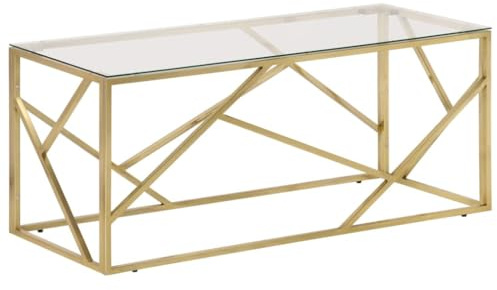 vidaXL Couchtisch Golden Edelstahl und Hartglas