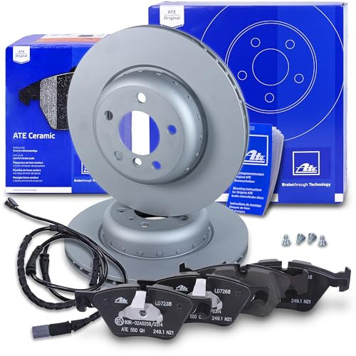 ATE Bremsenset Vorderachse inkl. Bremsscheiben vorne Ø 330 mm belüftet und Ceramic Bremsbeläge vorne + Verschleißkontakt Kompatibel mit BMW 5er (F10), 5er Touring (F11)