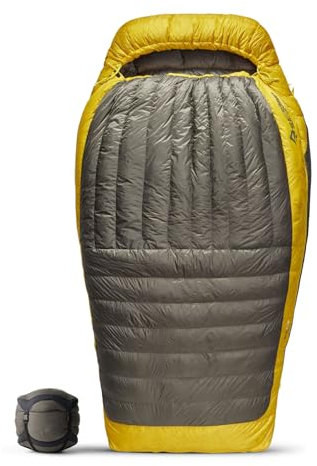 SEA TO SUMMIT - Spark Ultralight Daunenschlafsack Double (-9°C) - Mumienschlafsack mit Daunenfüllung - Körperlänge - 850+ Loft Ultra-Dry Down - 3 Jahreszeiten - Für Wanderungen - Grey & Yellow - 1543g