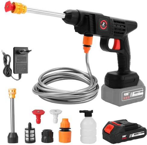 Akku Hochdruckreiniger, 21V 50Bar Mobile Akku-Hochdruckreiniger， Tragbarer Hochdruckreiniger für Auto, Terrasse, Fenster, Rasen, Pet (1.5AH)