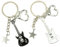 ZOKJSW Vintage Ästhetische Accessoires Gitarre Pentagram Stern Schlüsselanhänger für Woweet Cool Trend Mode Anhänger Schlüsselanhänger Geschenk