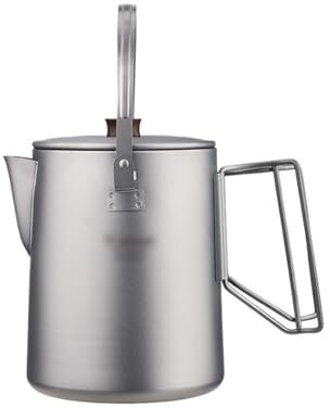 Outdoor Campfire Camp Kettle 1.5L Titanium Camping Kettle Camp Tea Coffee Pot Large Outdoor Hiking Kettle Pot Portable Outdoor Kettle for Camping Backpacking