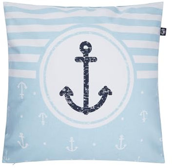 SCHIETWETTER Sonstiges Kissenbezug Anker & Streifen 50x50cm, Kissenhülle, Zierkissen, Dekokissen, gestreift, Anker, maritim